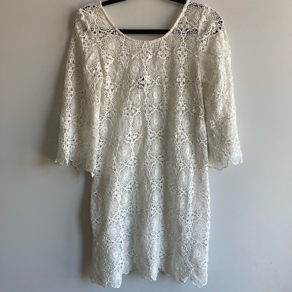 H&M / crochet scoop back dress in white